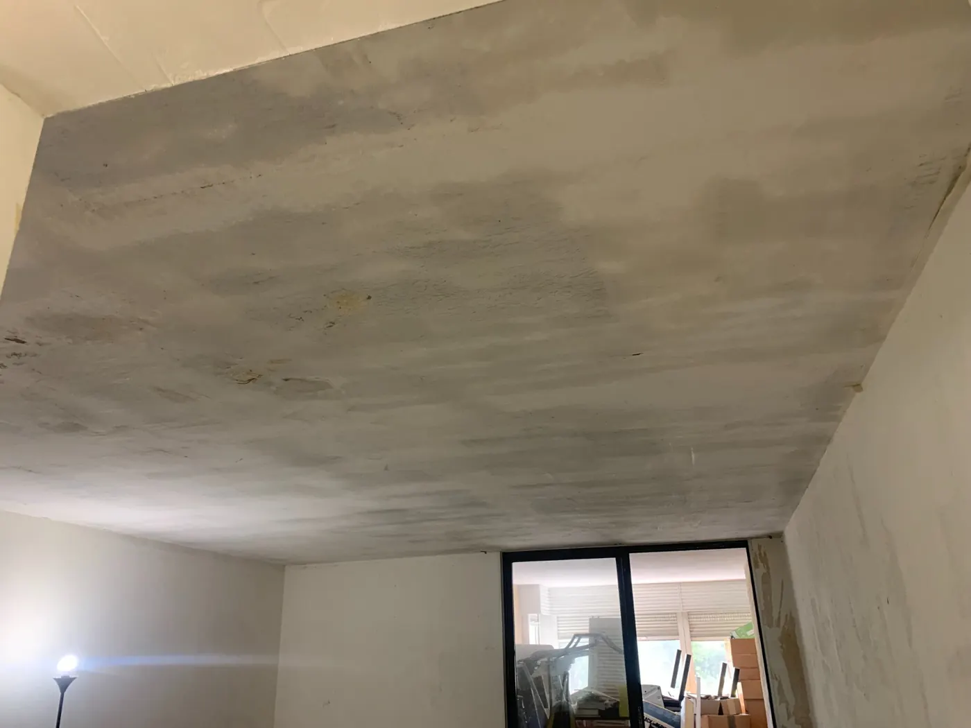 Ceiling skim coated smooth and ready for paint